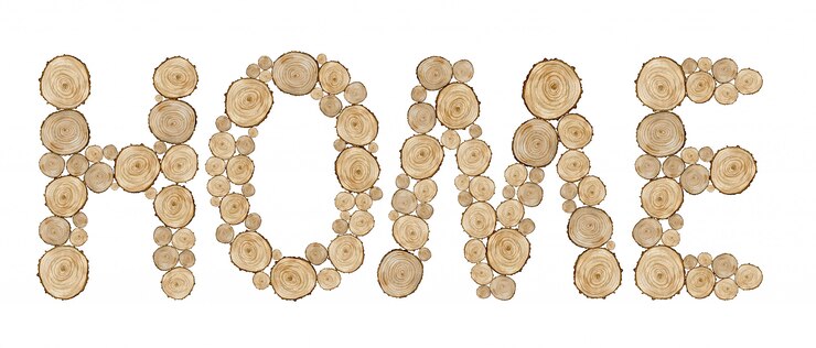 Photo word home made of wooden ring letters. watercolor illustration of textured word.