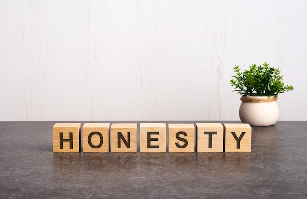 Word honesty made with wood building blocks