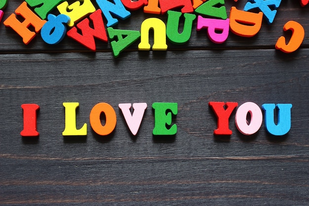 The word i love you with colored letters