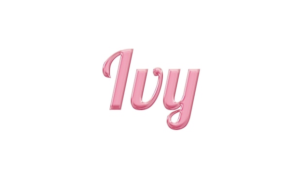 The word ivy is on the pink background