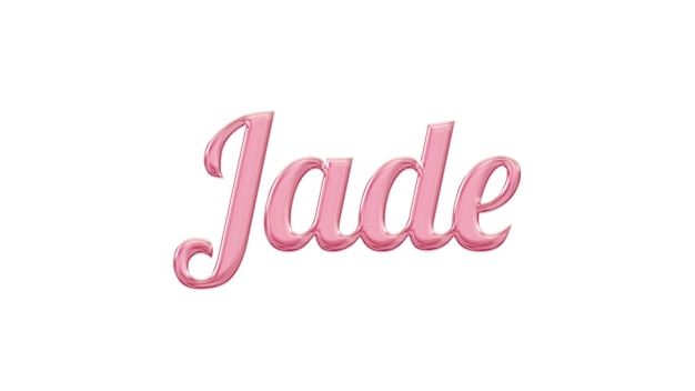 The word jade is on the pink background