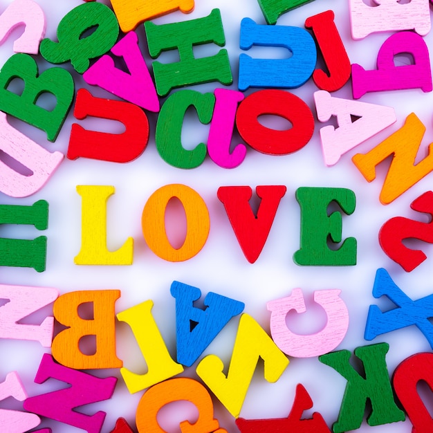 The word love from the alphabet letters