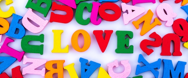 The word love from the alphabet letters