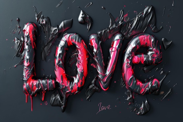 Photo the word love painted in red and black