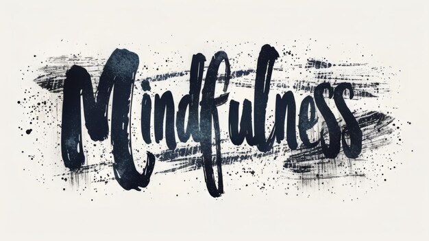 The word Mindfulness created in Brush Calligraphy
