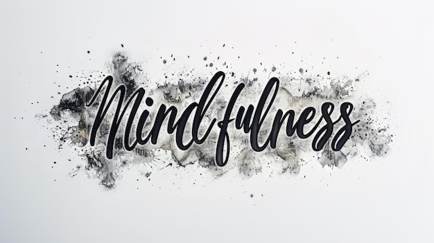 Photo the word mindfulness created in italic calligraphy