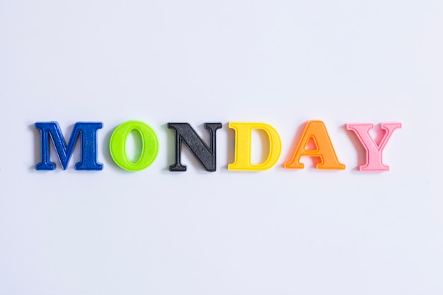 Word Monday made with colorful letters