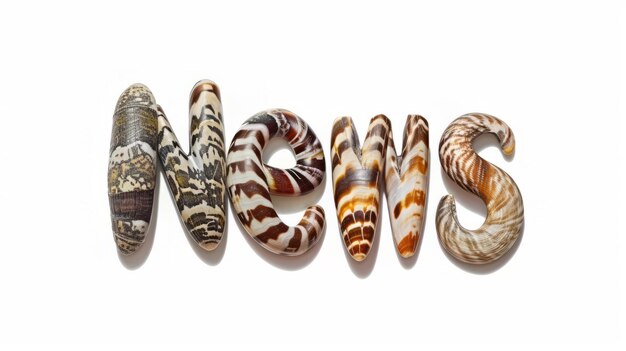 The word News created in Cowrie Shell Letters