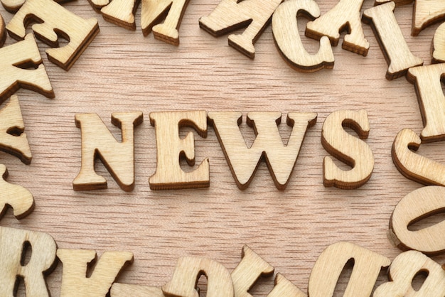 Word News made with wooden letters