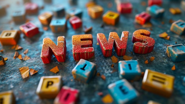 the word news spelled in wooden letters on a table