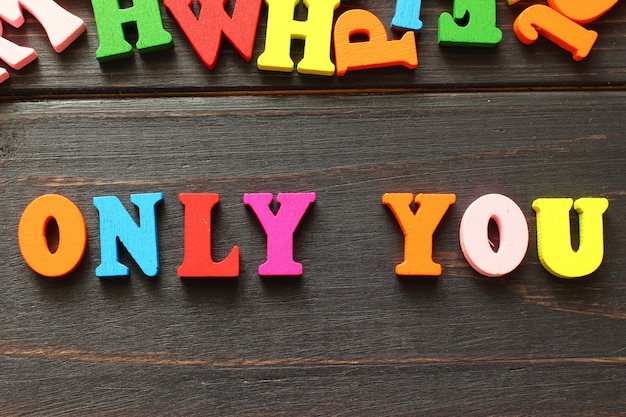 Photo the word only you with colored letters