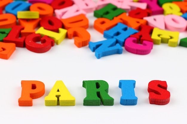 The word paris with colored letters