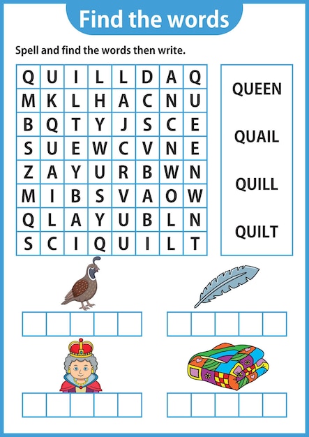 Photo word puzzle game word search worksheet education game for children learning english alphabet