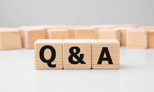 Word Q AND A made with wood building blocks