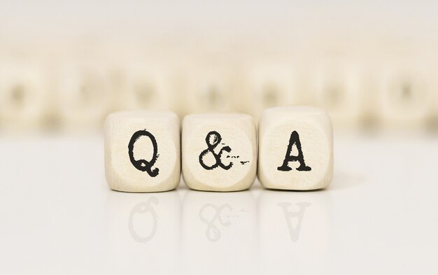 Word Q AND A made with wood building blocks