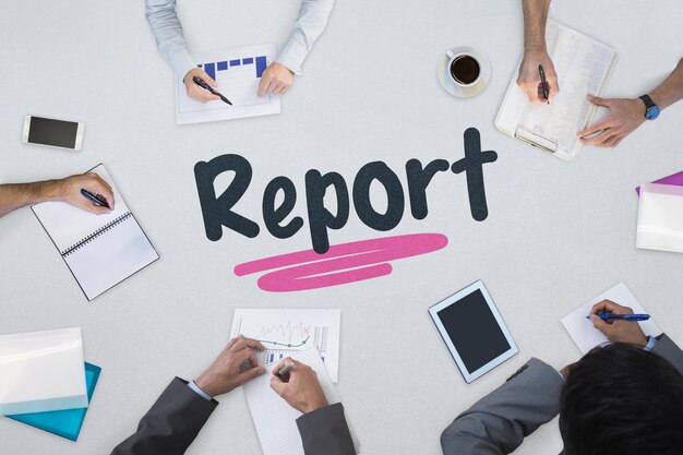 The word report against business meeting