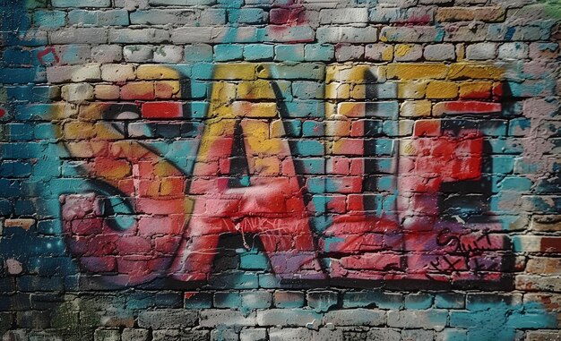 The word Sale is written on the wall in graffiti style