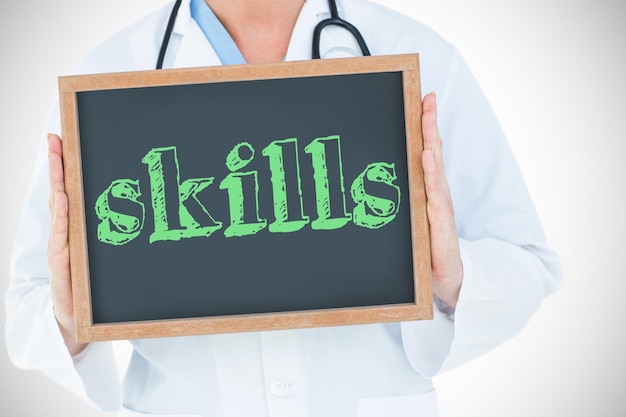 The word skills against doctor showing chalkboard