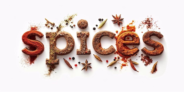 the word spices spelled out of various spices