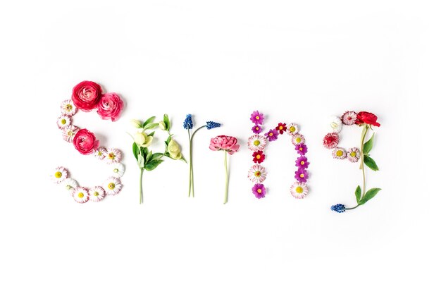 Word Spring made of flowers