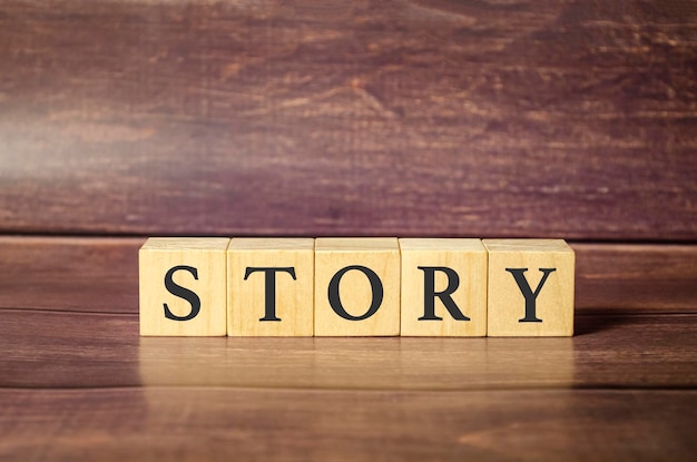 Word stop made with wooden blocks and brown background