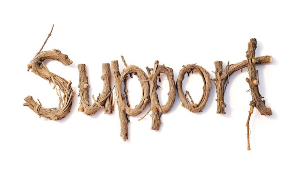 Photo the word support created in oak twig letters