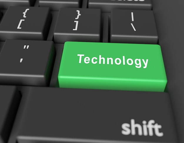 Слово технологии на кнопке компьютерной клавиатуры