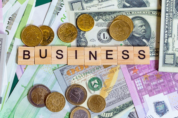 word text business on the money banknotes