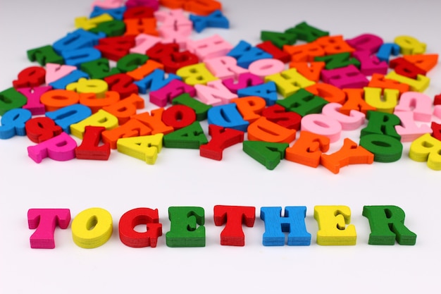 The word together with colored letters