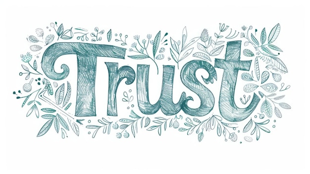 Photo the word trust created in doodle lettering