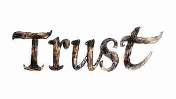 Photo the word trust created in uncial calligraphy