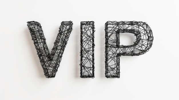 Foto la parola vip creata in wire lettering