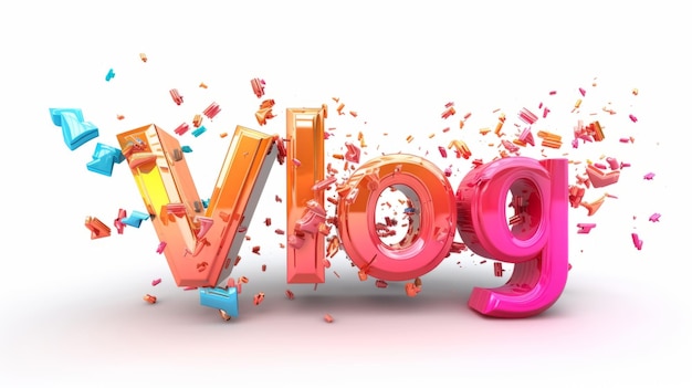 Foto la parola vlog creata in tipografia 3d