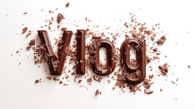 The word Vlog created in Chocolate Typography