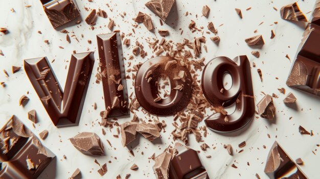 The word Vlog created in Chocolate Typography