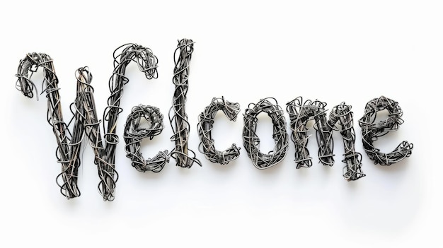 Photo the word welcome isolated on white background made in wire lettering style