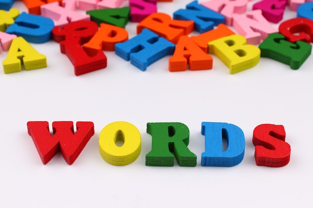 The word words with colored letters