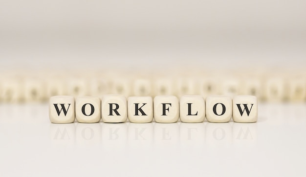 Word Workflow made with wood building blocks