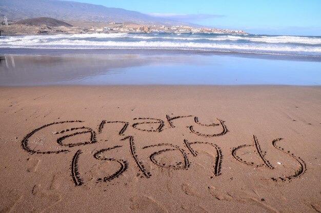 Word Written on the Sand of a Tropical beach