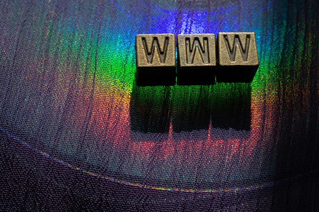 The word WWW consists of metal cubes with letters