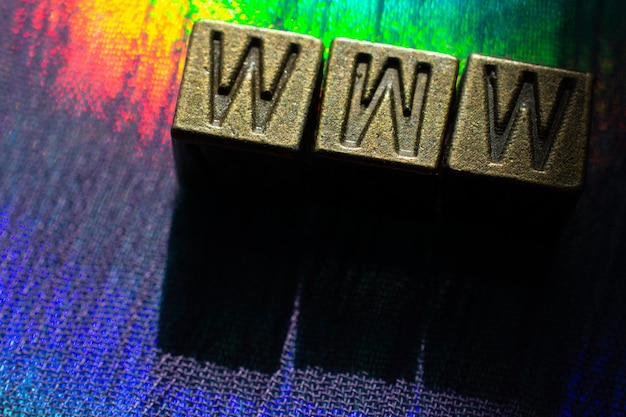 The word WWW consists of metal cubes with letters