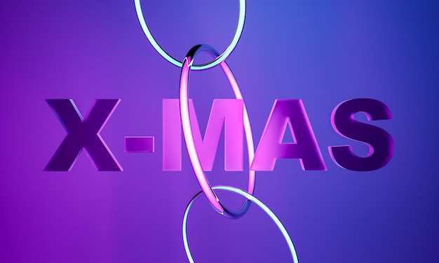 word XMAS with neon rings illuminating