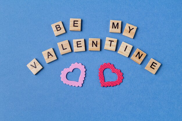 Words be my valentine on blue