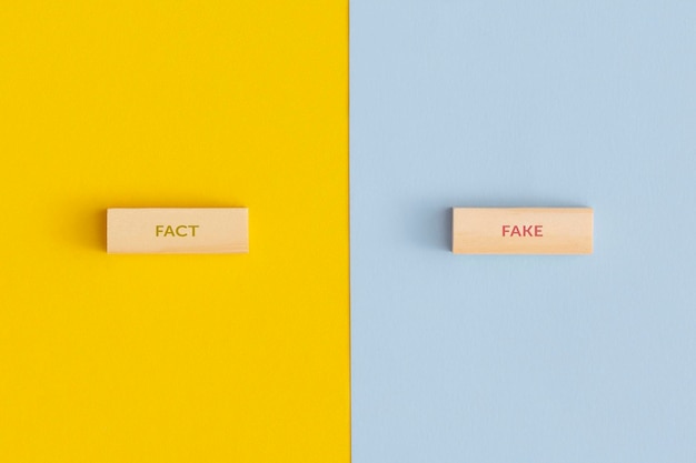 The words fact and fake on wooden blocks