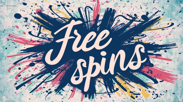 The words free spins created in handlettering decorative lettering of the words free spins gambling