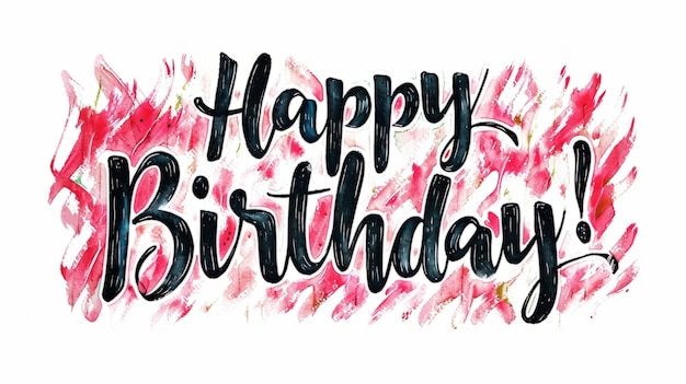 Photo words happy birthday isolated on white background made in uncial calligraphy style