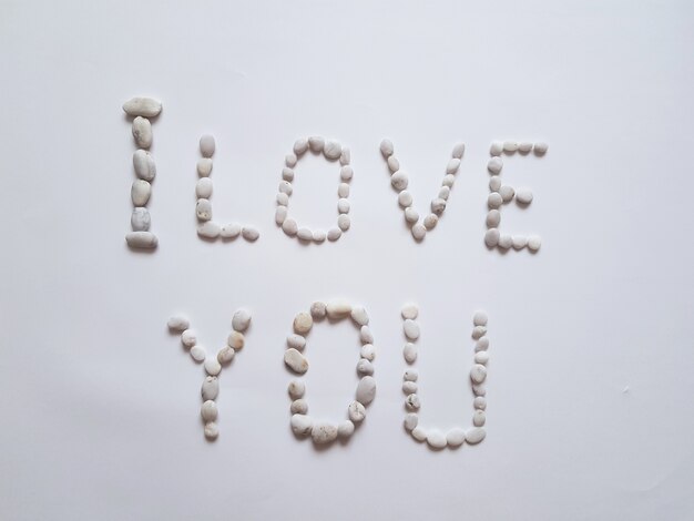 Words i love you from pebbles