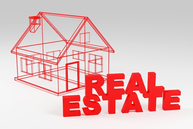 Words real estate placed over cubes 3d rendering