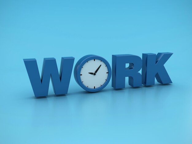 Photo work 3d word with clock