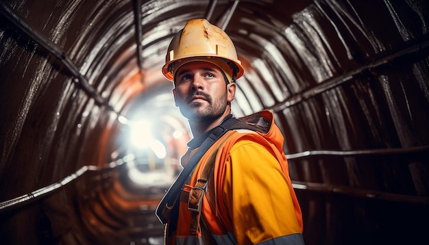 Work accident precautions poster Tunnel construction works